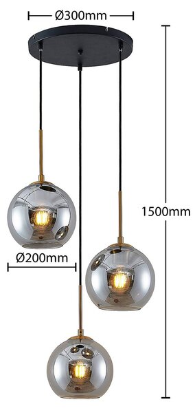 Lampa wisząca Jurian Lindby, możliwość ściemniania, aluminiowy / szary / cynkowy, salon / jadalnia, szkło, nowoczesny