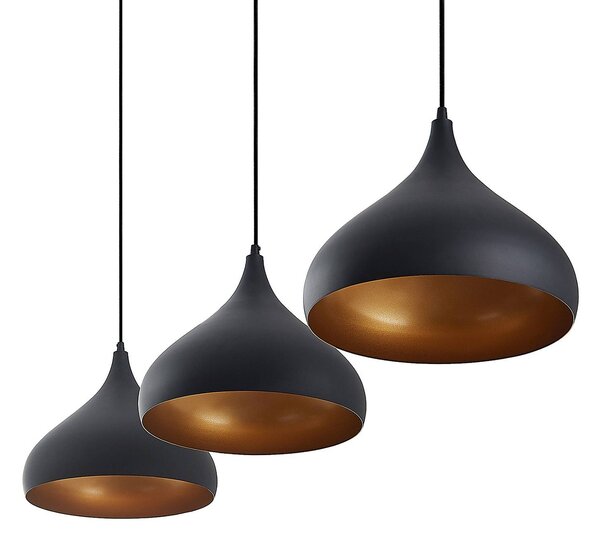 Lampa wisząca Elamira Lindby, możliwość ściemniania, czarny, salon / jadalnia, metal, nowoczesny