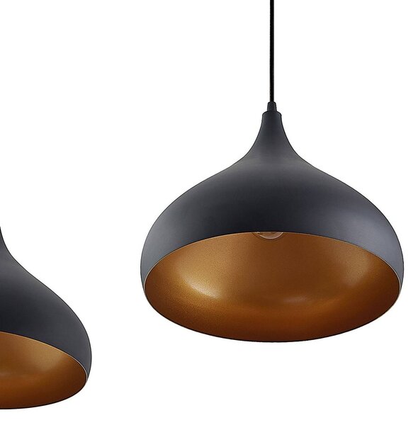 Lampa wisząca Elamira Lindby, możliwość ściemniania, czarny, salon / jadalnia, metal, nowoczesny