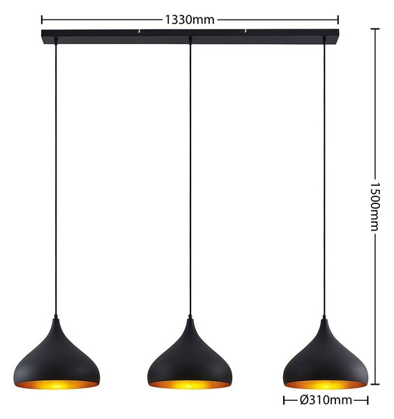 Lampa wisząca Elamira Lindby, możliwość ściemniania, czarny, salon / jadalnia, metal, nowoczesny