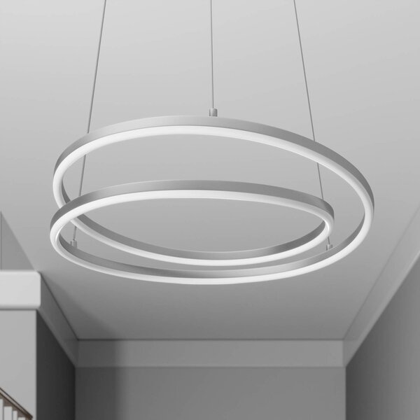 Lampa wisząca Davian Lindby, możliwość ściemniania, aluminiowy / szary / cynkowy, salon / jadalnia, aluminium, nowoczesny
