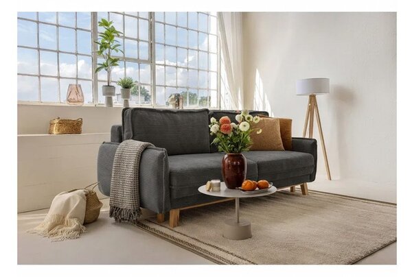Szara sztruksowa rozkładana sofa 218 cm Tori – Bonami Selection