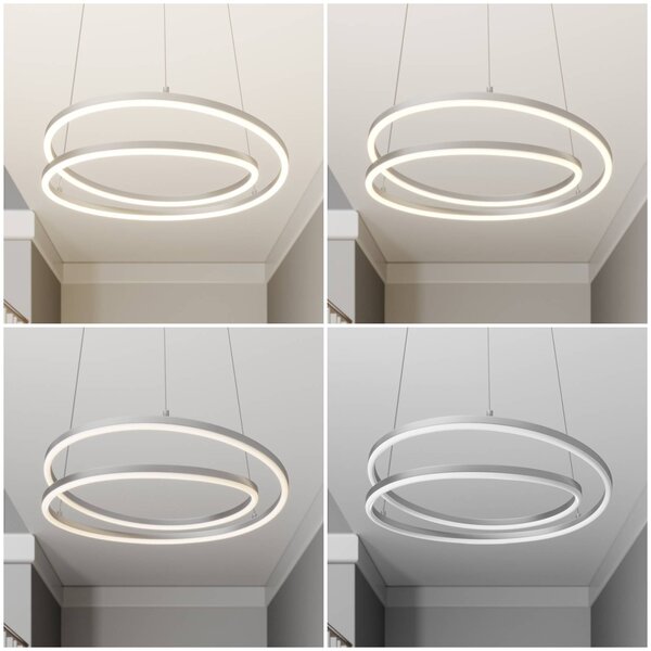 Lampa wisząca Davian Lindby, możliwość ściemniania, aluminiowy / szary / cynkowy, salon / jadalnia, aluminium, nowoczesny