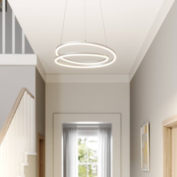 Lampa wisząca Davian Lindby, możliwość ściemniania, aluminiowy / szary / cynkowy, salon / jadalnia, aluminium, nowoczesny