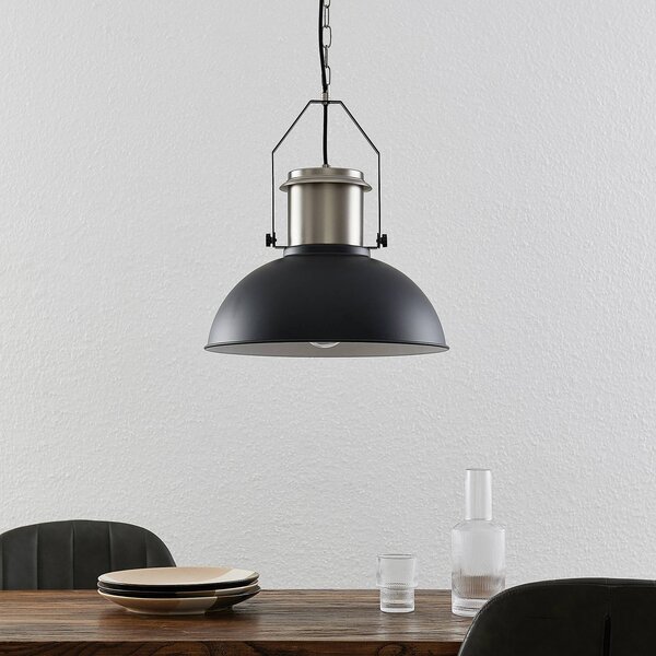 Lampa wisząca Freitjof Lindby, możliwość ściemniania, czarny, salon / jadalnia, metal, industrialny
