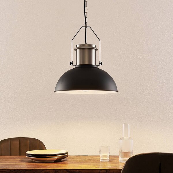 Lampa wisząca Freitjof Lindby, możliwość ściemniania, czarny, salon / jadalnia, metal, industrialny