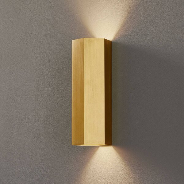 Wever & Ducré Lighting Kinkiet Hexo mini, możliwość ściemniania, mosiężny / złoty, salon / jadalnia, aluminium, nowoczesny