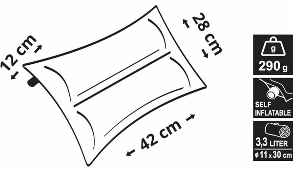 Cattara Poduszka samopompująca Twin niebieski, 42 x 28 x 12 cm