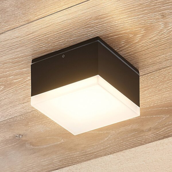 Lindby Mathea lampa sufitowa LED, kątowa, czarny, aluminium, nowoczesny