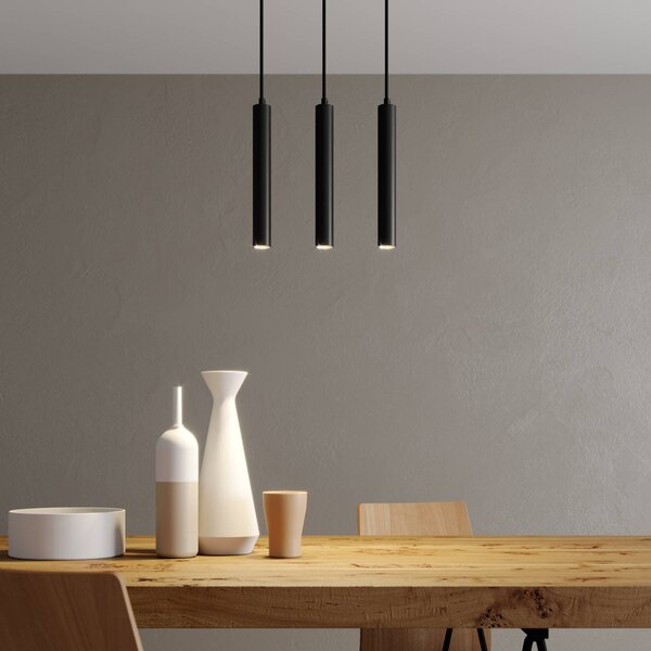 Lampa wisząca Franka Arcchio, czarny, salon / jadalnia, aluminium, nowoczesny