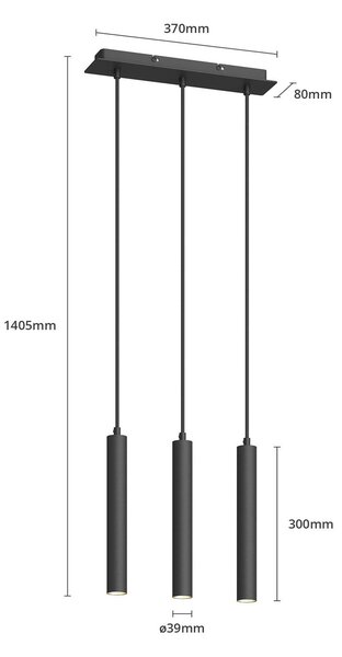 Lampa wisząca Franka Arcchio, czarny, salon / jadalnia, aluminium, nowoczesny
