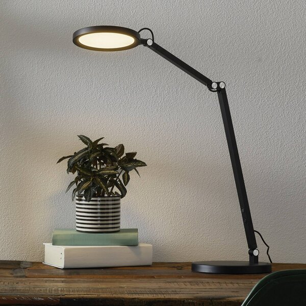 Fabas Luce Lampa biurkowa LED Regina, możliwość ściemniania, czarny, biuro, metal, nowoczesny