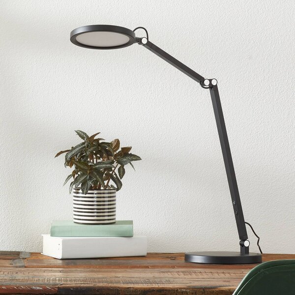 Fabas Luce Lampa biurkowa LED Regina, możliwość ściemniania, czarny, biuro, metal, nowoczesny