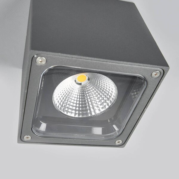 Lampa sufitowa LED Lucande Tanea, 12x12 cm, ciemnoszara, IP54 Tanea, aluminiowy / szary / cynkowy, aluminium, nowoczesny