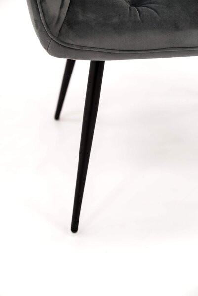 MebleMWM Krzesło tapicerowane DC-0084-3 Szary welur | Nogi czarne | OUTLET