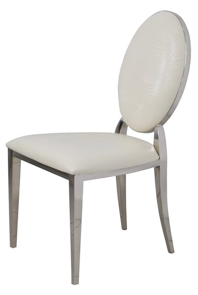 Krzesło Ludwik glamour White Croco - nowoczesne krzesło tapicerowane ekoskóra