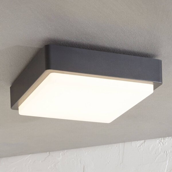 Lindby lampa sufitowa zewnętrzna LED Nermin, 22 cm, IP65, kątowy Nermin, czarny, tworzywo sztuczne, nowoczesny