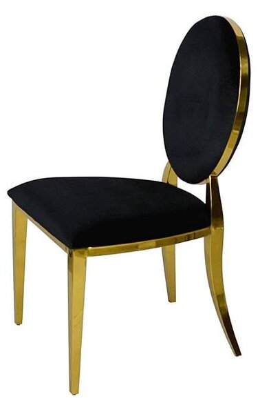 Krzesło Ludwik Gold glamour Black - złote krzesło tapicerowane czarne
