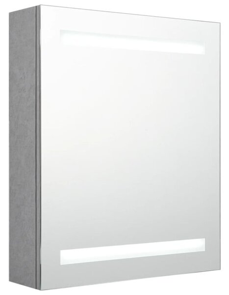 Szafka łazienkowa z lustrem i LED, szarość betonu, 50x14x60 cm