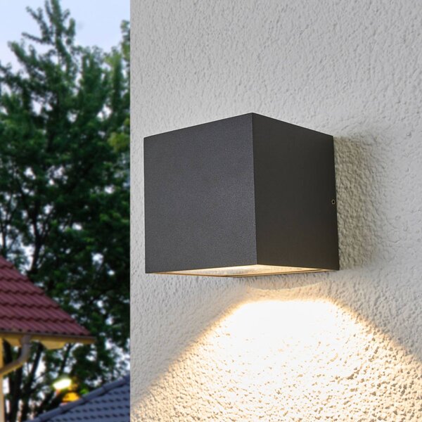 Kinkiet zewnętrzny LED Merjem Lucande, aluminiowy / szary / cynkowy, aluminium, nowoczesny