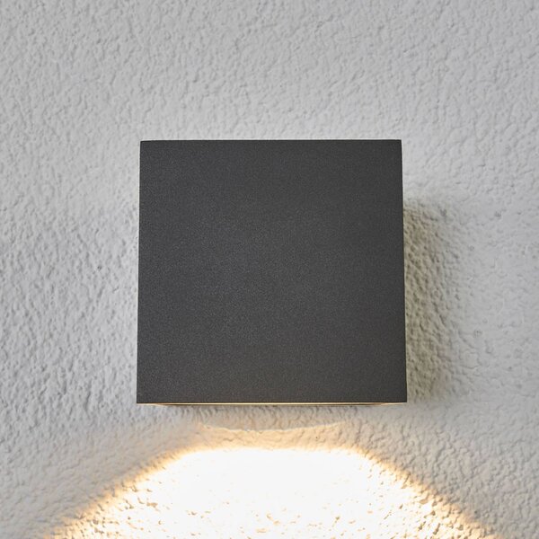 Kinkiet zewnętrzny LED Merjem Lucande, aluminiowy / szary / cynkowy, aluminium, nowoczesny