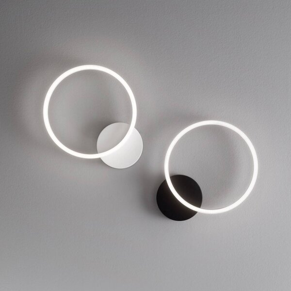 Fabas Luce Kinkiet LED Giotto, możliwość ściemniania, czarny, salon / jadalnia, metal, nowoczesny