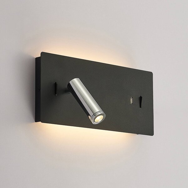 Kinkiet LED Kimo Lucande, czarny, salon / jadalnia, metal, nowoczesny