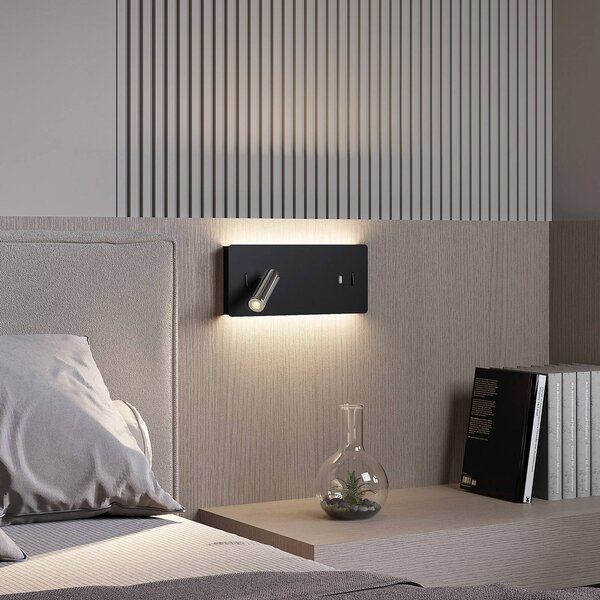 Kinkiet LED Kimo Lucande, czarny, salon / jadalnia, metal, nowoczesny