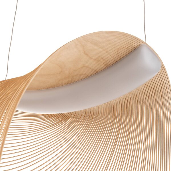 Luceplan Lampa wisząca Illan, możliwość ściemniania, jasne drewno, salon / jadalnia, drewno, design