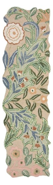 Zielony wełniany chodnik tkany ręcznie 60x230 cm Bryony Shaped Floral – Flair Rugs