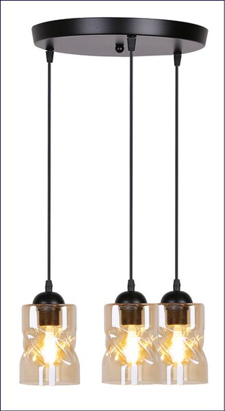 Czarna lampa wisząca na dysku szkło bursztynowe - 6X Z026 A4-M26