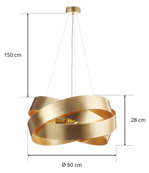 Marchetti Lampa wisząca designerska PURA, możliwość ściemniania, mosiężny / złoty, salon / jadalnia, metal, design