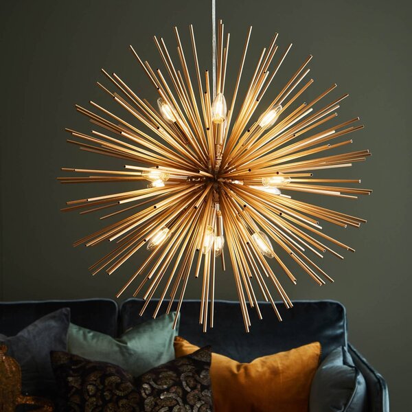 Markslöjd Lampa wisząca Soleil, możliwość ściemniania, mosiężny / złoty, salon / jadalnia, metal