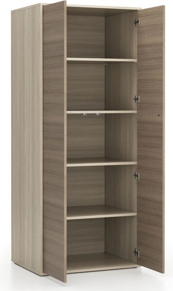 Szafa biurowa z drzwiami LAYERS, 4 półki, 800 x 600 x 1905 mm, dąb naturalny / dąb bejcowany