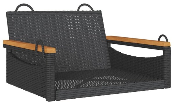 Ławka bujana, czarna, 63x62x40 cm, polirattan