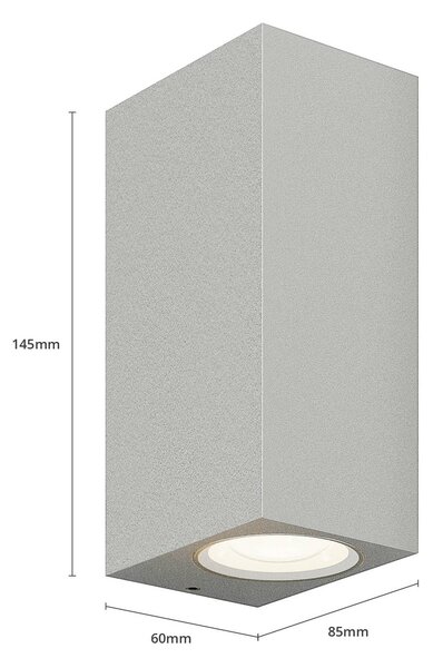Kinkiet zewnętrzny LED TAVI Lucande, aluminiowy / szary / cynkowy, przedpokój, aluminium, nowoczesny
