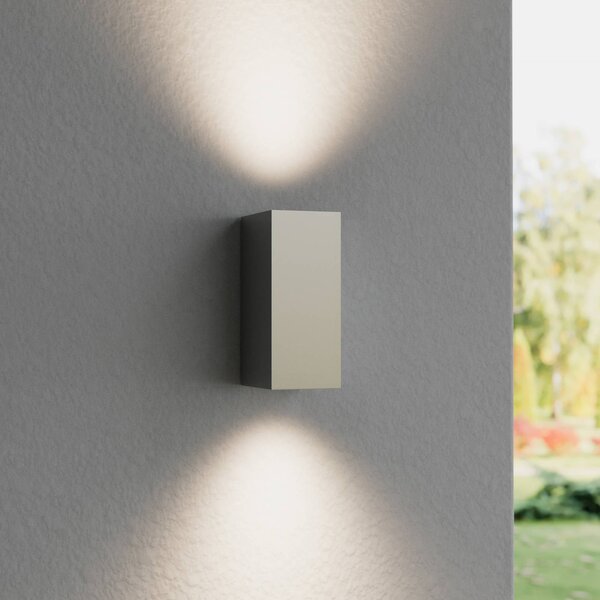 Kinkiet zewnętrzny LED TAVI Lucande, aluminiowy / szary / cynkowy, przedpokój, aluminium, nowoczesny