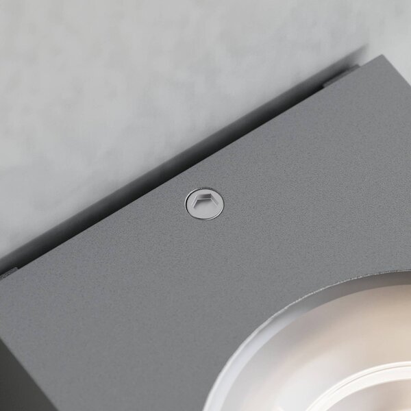 Kinkiet zewnętrzny LED TAVI Lucande, aluminiowy / szary / cynkowy, przedpokój, aluminium, nowoczesny