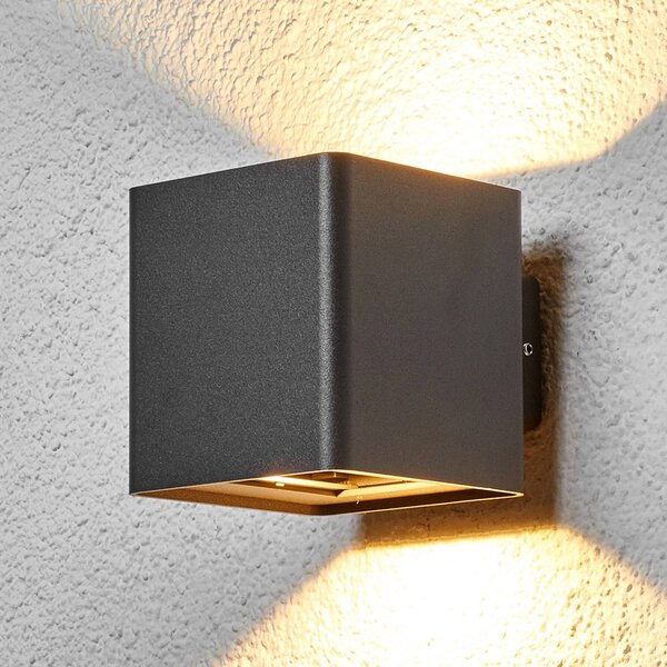 Kinkiet zewnętrzny LED Aaron Lucande, czarny, aluminium, nowoczesny