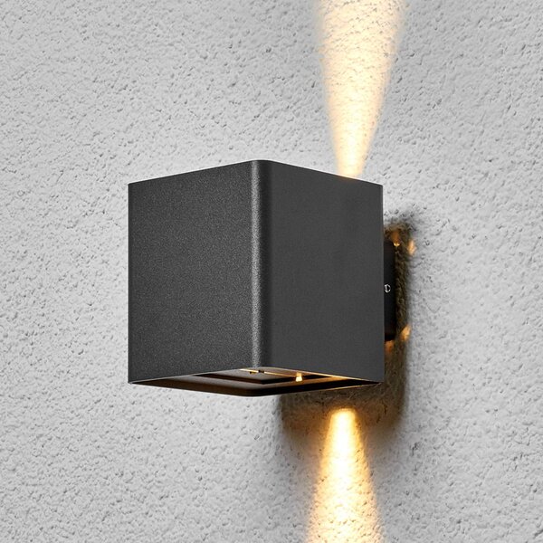 Kinkiet zewnętrzny LED Aaron Lucande, czarny, aluminium, nowoczesny