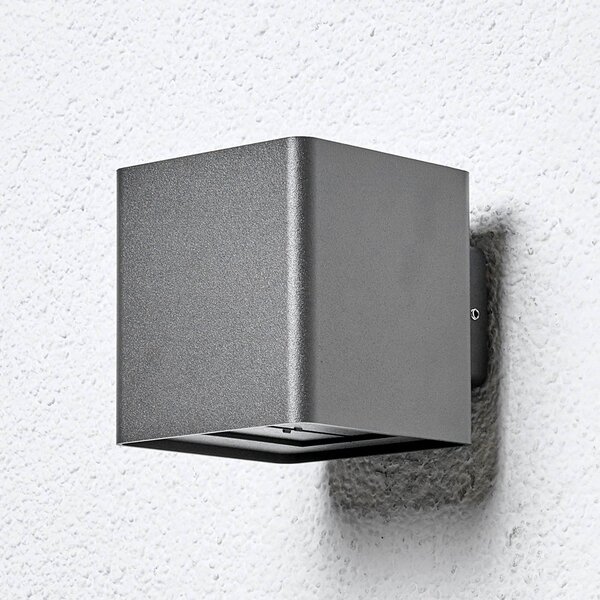 Kinkiet zewnętrzny LED Aaron Lucande, czarny, aluminium, nowoczesny