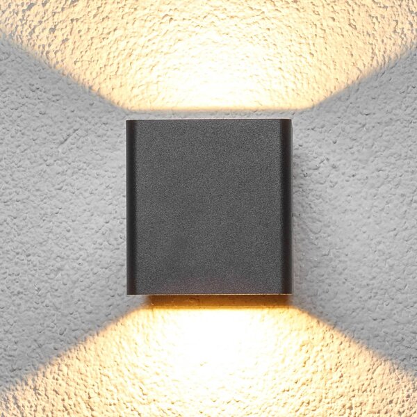Kinkiet zewnętrzny LED Aaron Lucande, czarny, aluminium, nowoczesny