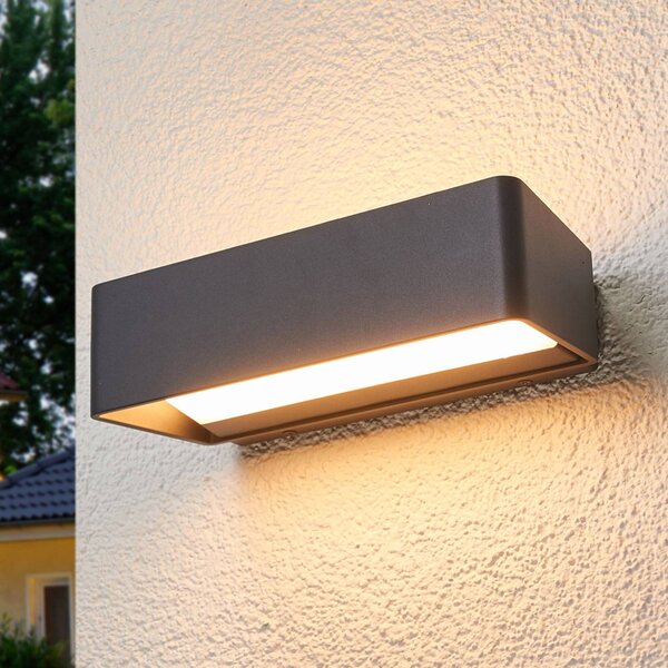 Kinkiet zewnętrzny LED Midvig Lucande, czarny, aluminium, nowoczesny
