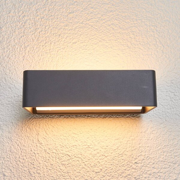 Kinkiet zewnętrzny LED Midvig Lucande, czarny, aluminium, nowoczesny