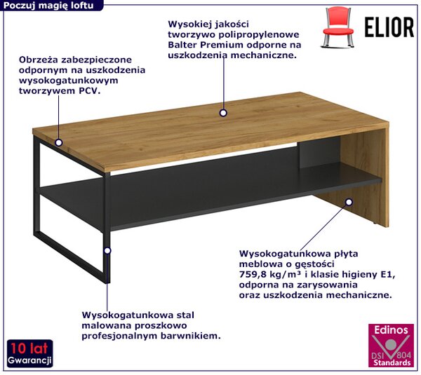 Prostokątna ława w stylu industrialnym - Opes 6X