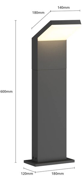 Słupek oświetleniowy LED Yolena Arcchio, czarny, aluminium, nowoczesny