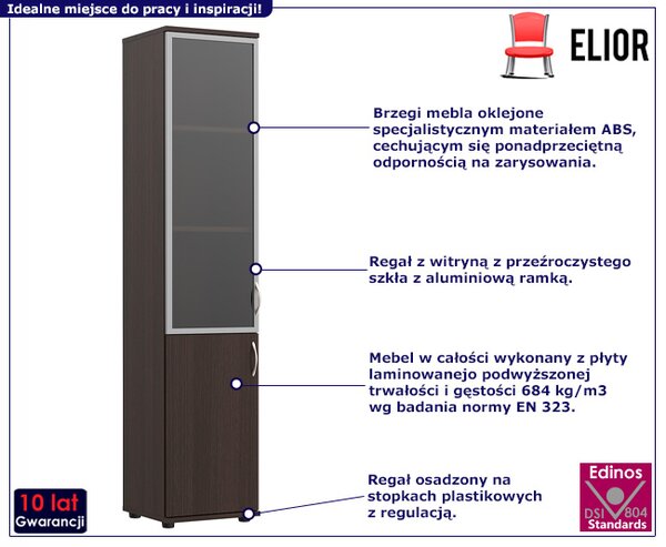 Regal biurowy z drzwiczkami i witryną wenge F9-B75