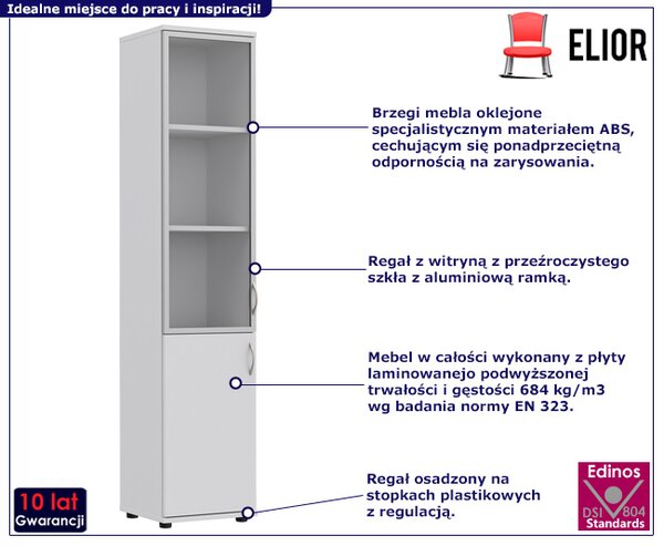 Biała witryna na książki i dokumenty H1-W36