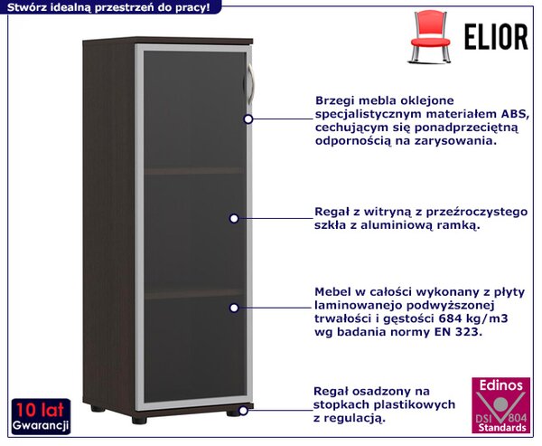 Minimalistyczny regał biurowy z witryną wenge L0-C93