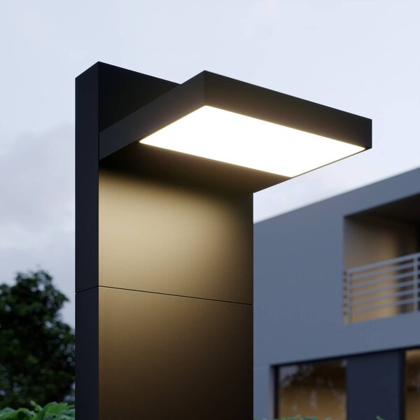 Słupek oświetleniowy LED Silvan Lucande, czarny, aluminium, nowoczesny